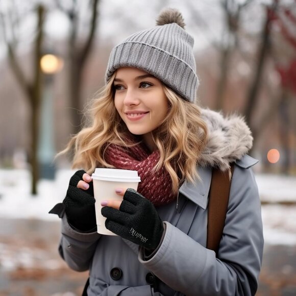 Merino Wool Gloves 3-Cut Fingers Warm Men Women Cold Weather Outdoor Gear - Picture 4 of 6